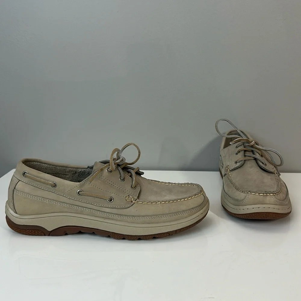Orvis Cream Leather Topsider Boat Shoes Size 9.5